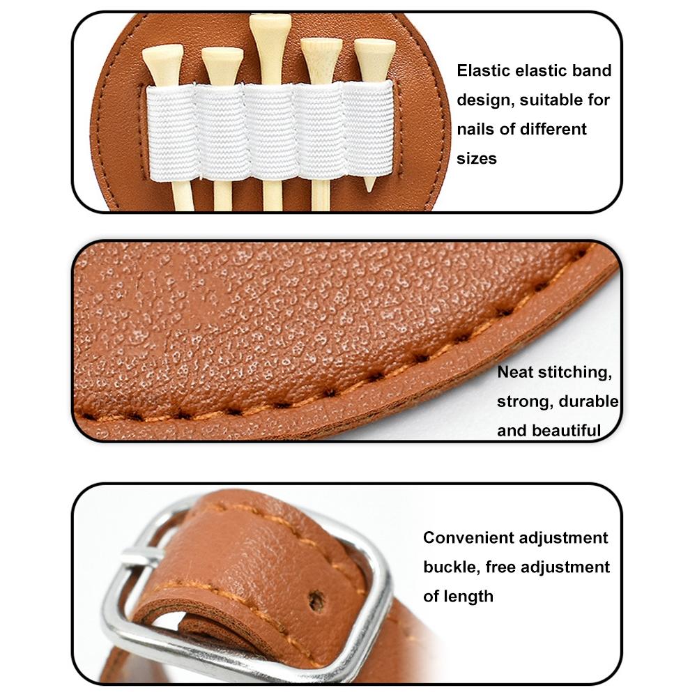 Double-sided Leather Golf Spike Insert Bag - Outdoor Waist Hanging Storage - Single-Sided Brown