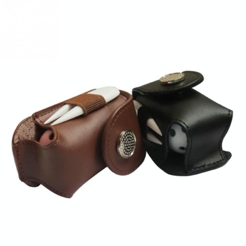 Leather Golf Ball Waist Pouch - Portable Tee Bag for Sports - Black