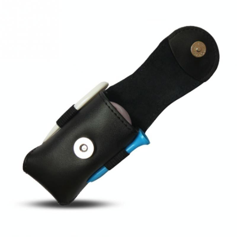 Leather Golf Ball Waist Pouch - Portable Tee Bag for Sports - Black