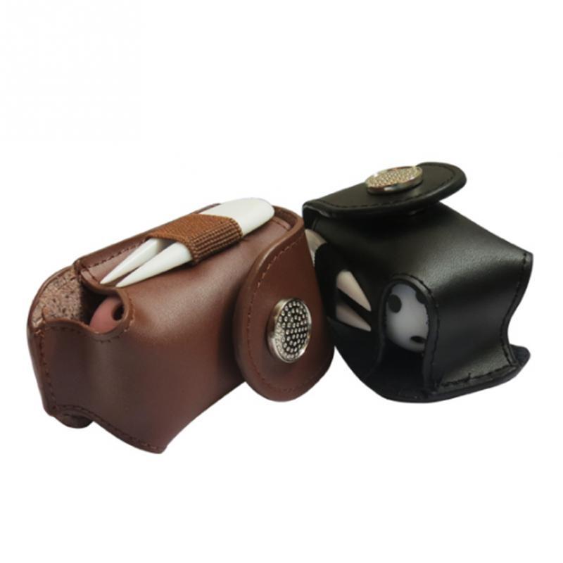 Leather Golf Ball Waist Pouch - Portable Tee Bag for Sports - Black