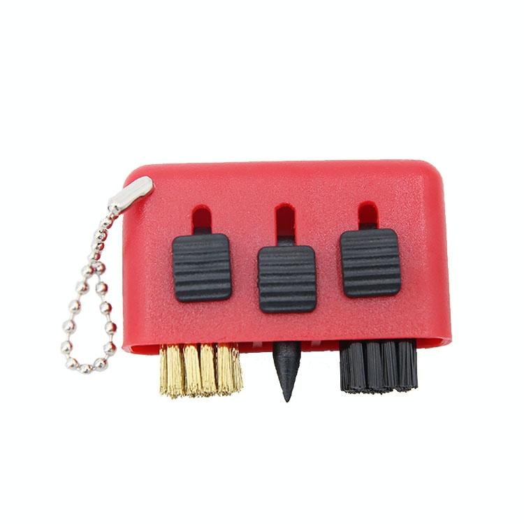 3-piece Portable Golf Groove Cleaning Brush - Red