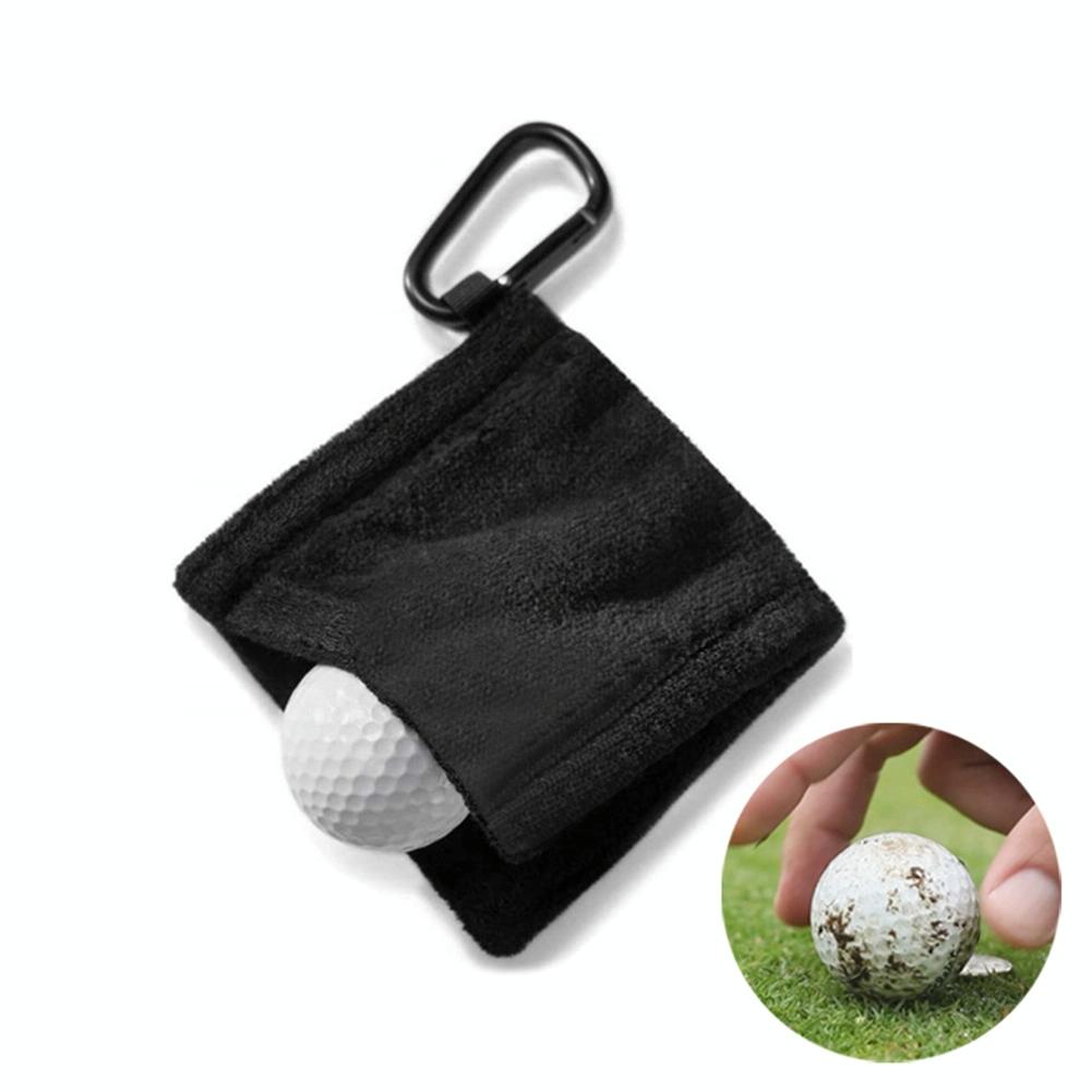 Grey Microfiber Golf Ball Cleaning Towel with Carabiner Hook
