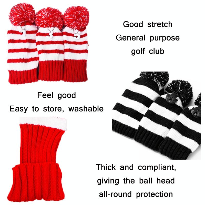 Set of 3 Knitted Golf Club Covers - Red