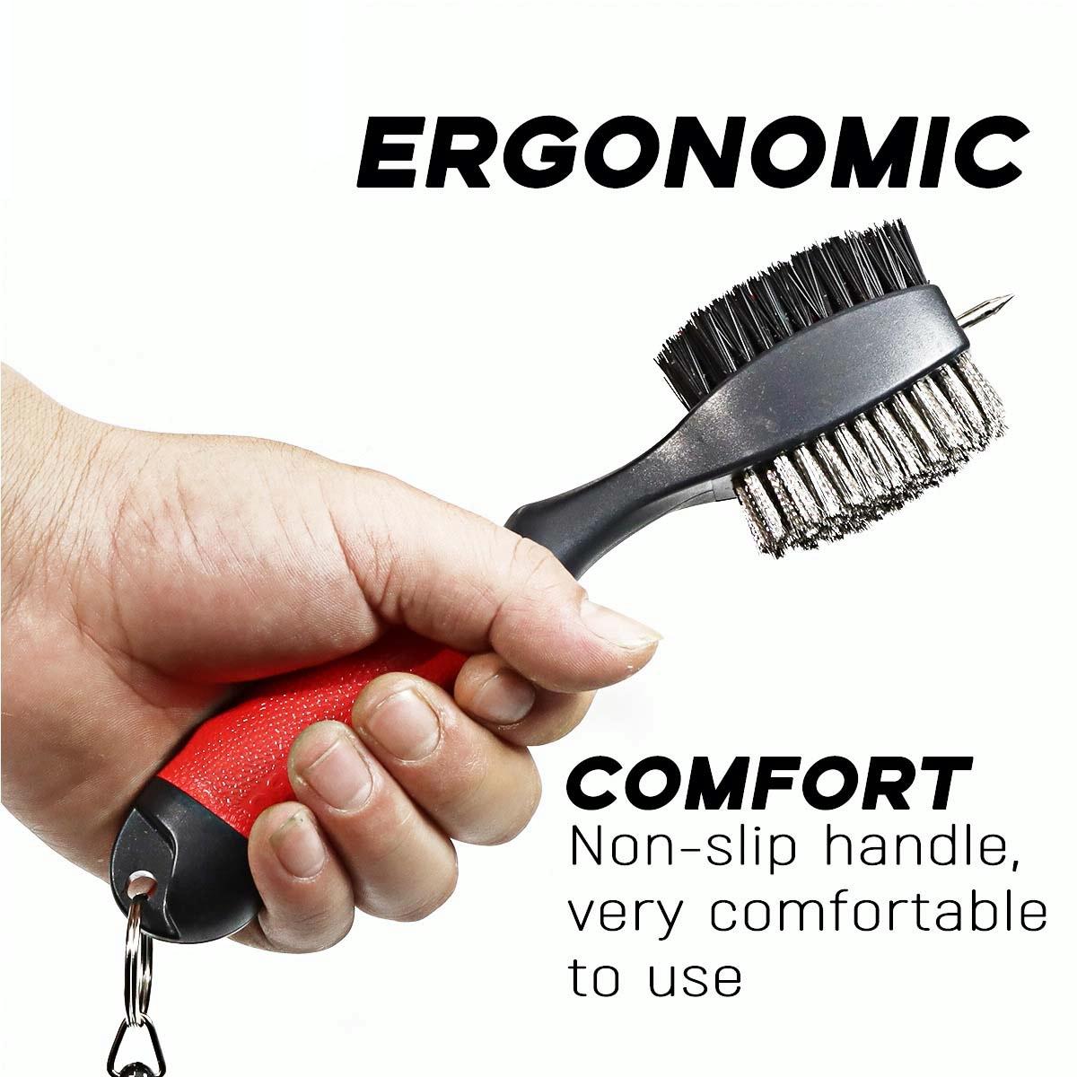 Portable Golf Club Brush - Retractable - Gray