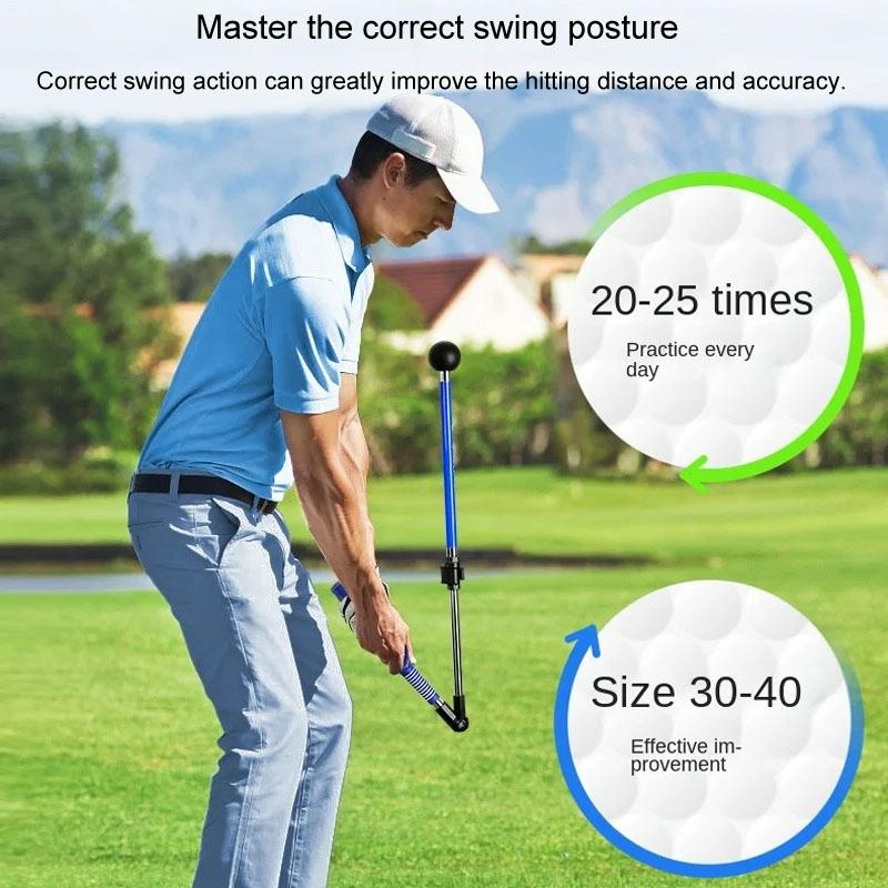 Adjustable Golf Swing Trainer for Beginners - Foldable & Corrective - Blue