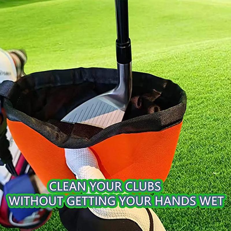 Black Portable Golf Ball Cleaning Bag - Waterproof & Removable