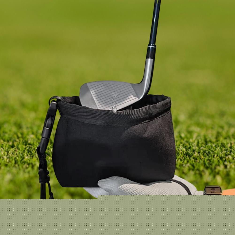 Black Portable Golf Ball Cleaning Bag - Waterproof & Removable