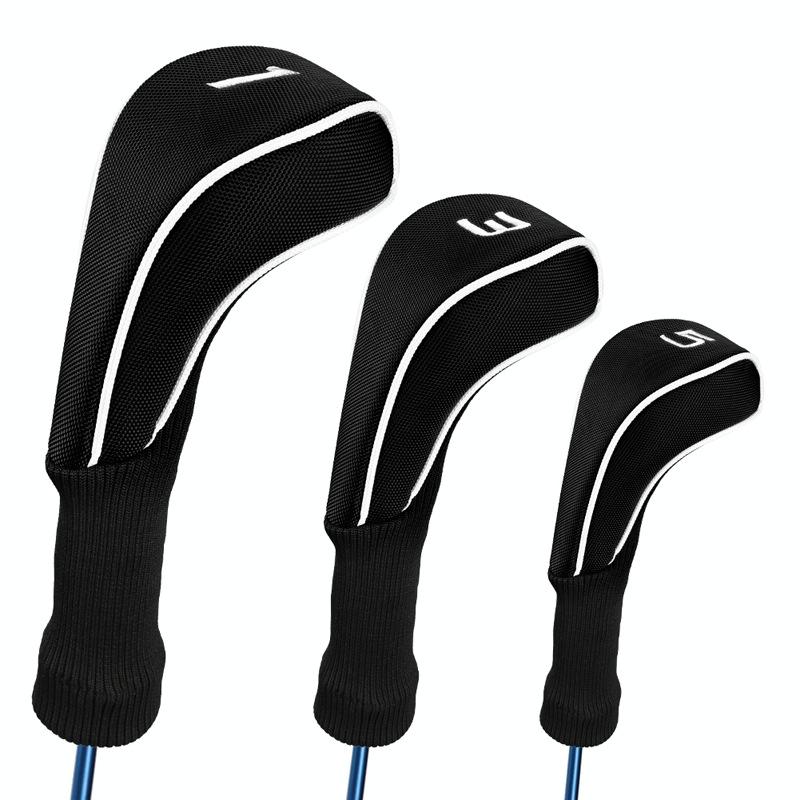 3-in-1 Golf Club Cover Set - No.1 No.3 No.5 - Black