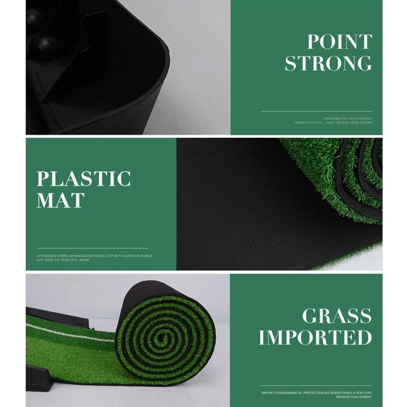 2.5m Golf Putting Mat with Push Rod Trainer & 6 Balls - no Auto Return