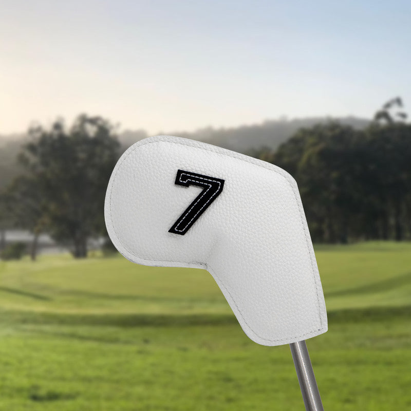 Gray Green Golf Iron Head Covers Set of 10 - Waterproof PU Leather Club Protectors with Embroidered Numbers (3-9, P, A, S)