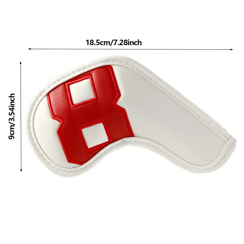 Colorful Words On White Background PU Leather Golf Iron Headcovers Set (10pcs) - Numbered Protective Club Covers (4-9, P, A, S, L) Universal Fit