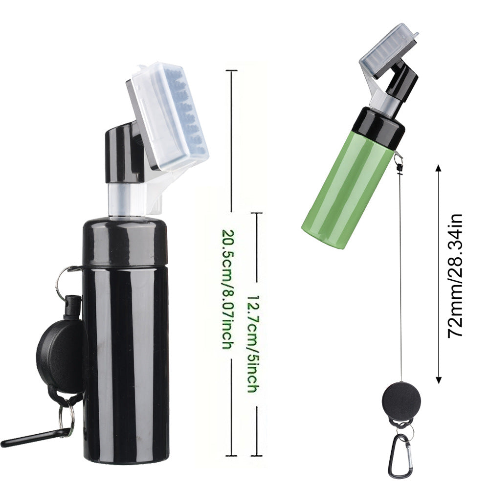 Portable Golf Club Groove Cleaner Brush with Water Spray Bottle & Retractable Keychain(white)
