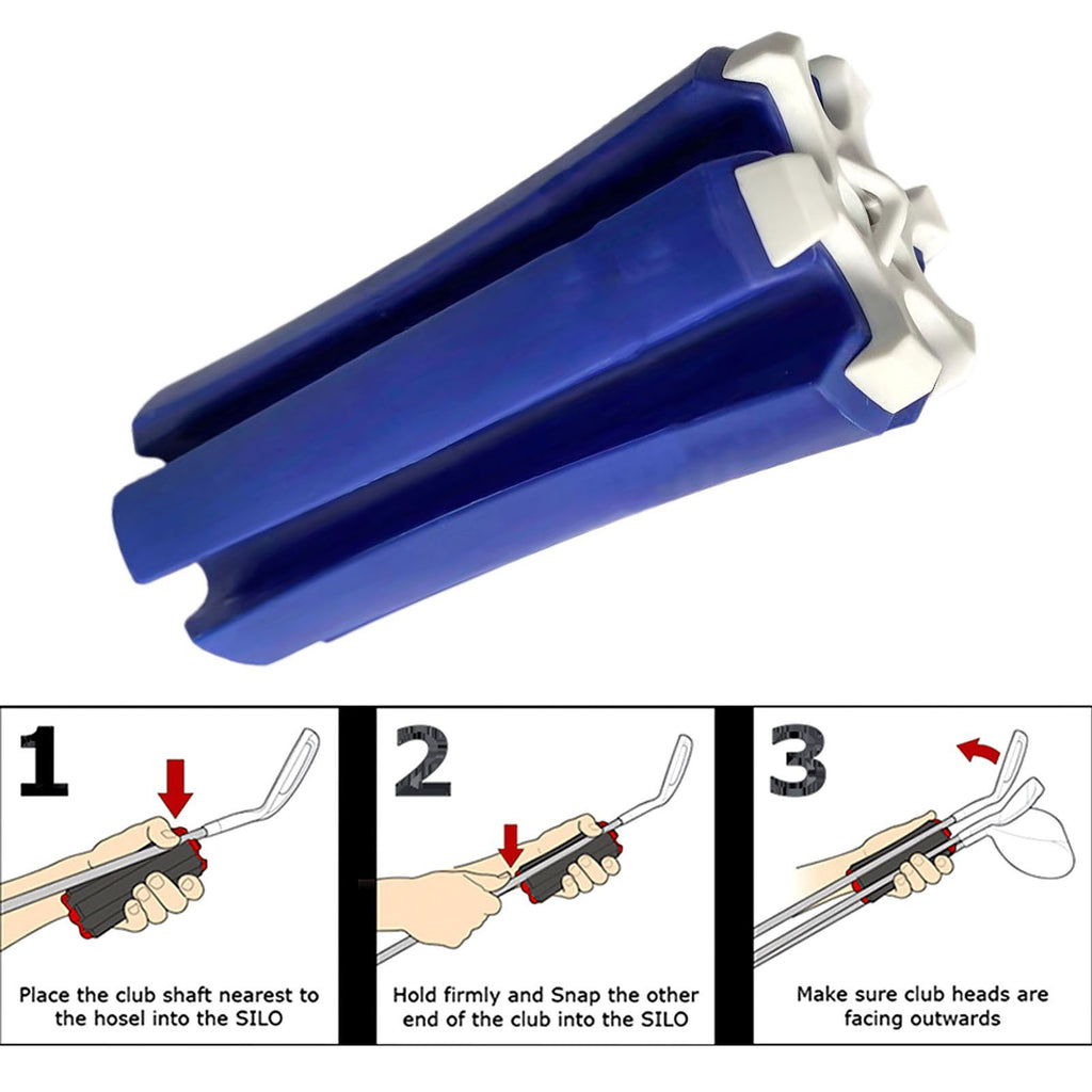 Blue Set of 2 Portable Golf Club Carrier Holders - Lightweight Club Organizer Caddy